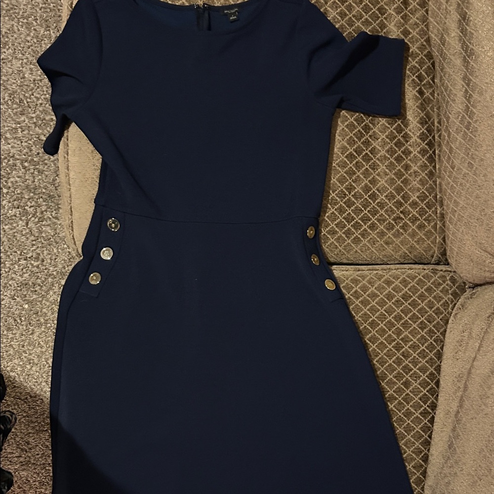 Ann Taylor Factory Navy Dress size 8 with Button Accents
